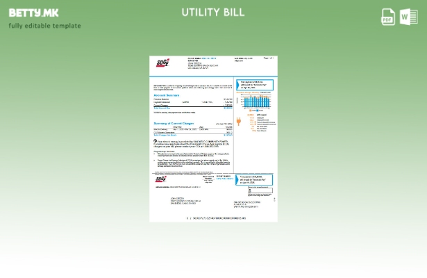 Шаблон за верзија на сметки за комунални услуги на САД SDGE во модерен стил